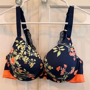 Size 40B Cacique Cotton & Lace Boost Plunge Bra